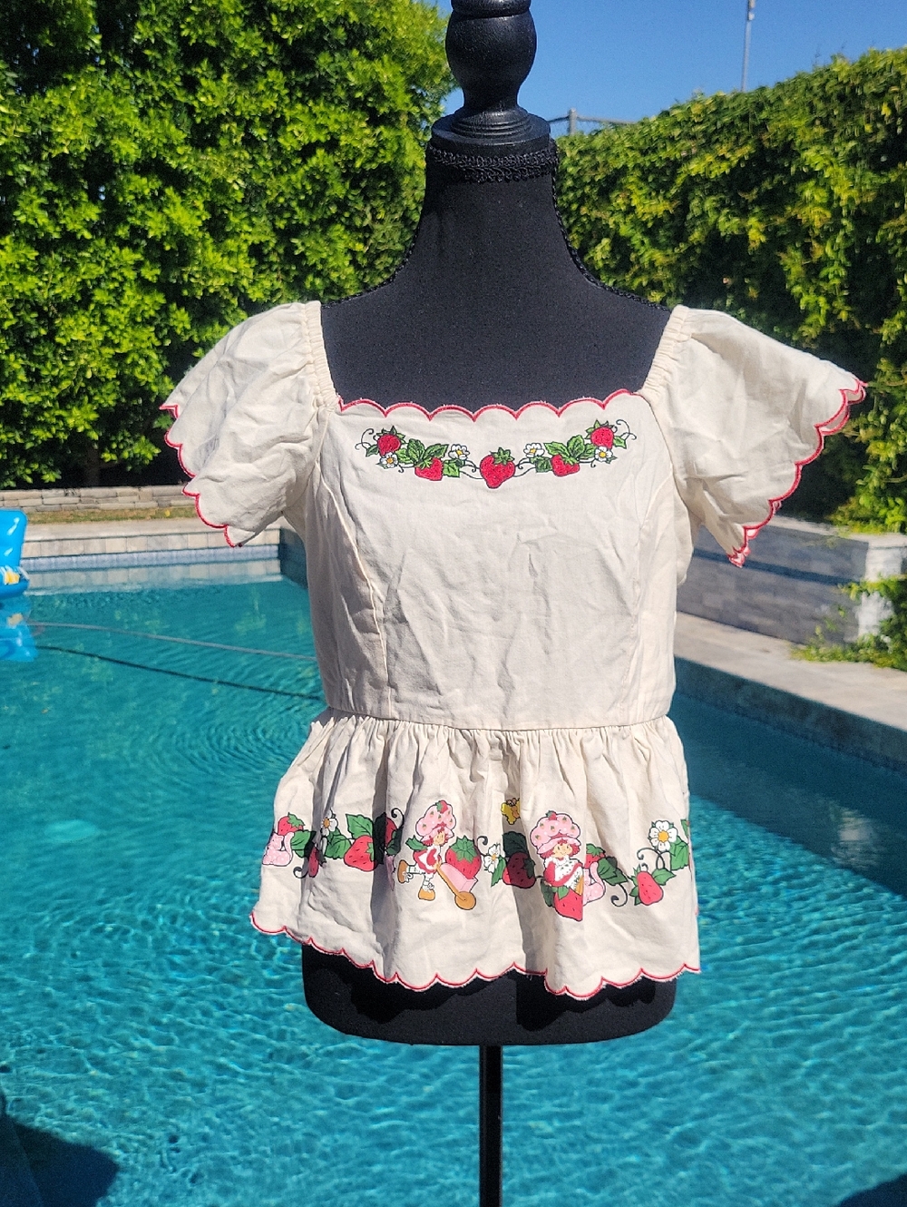 Strawberry Shortcake Peplum Open Back Top M
